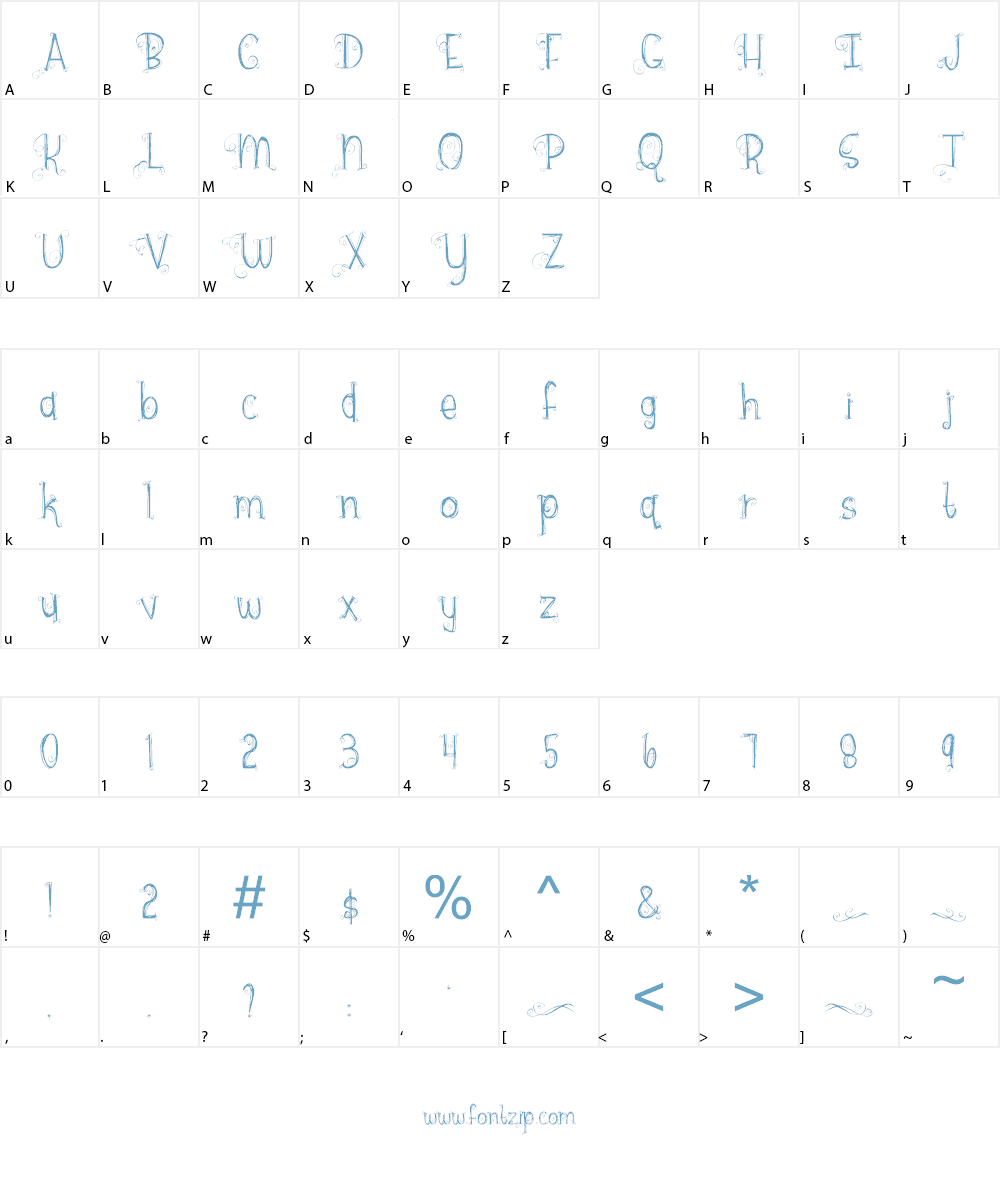 {hazel grace} Font Character